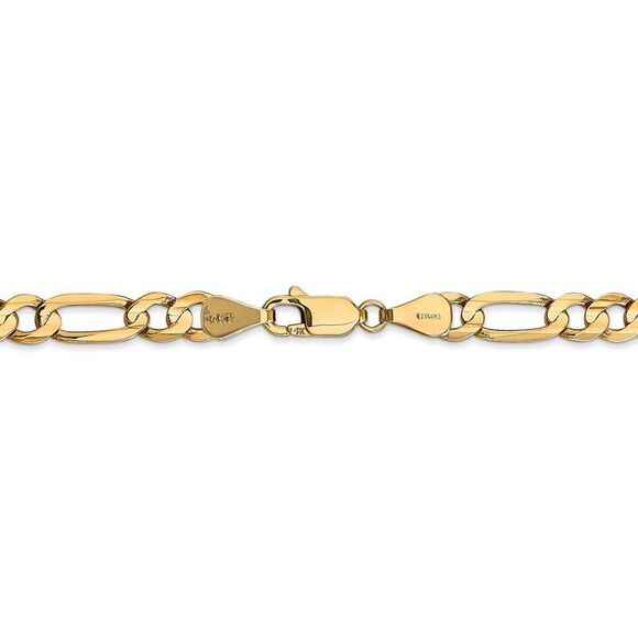 5.5mm, 14k Yellow Gold, Open Concave Figaro Chain Necklace, 22 Inch - Picture 4 of 8